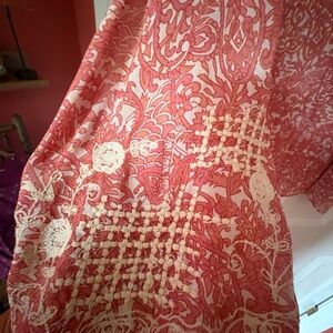 Chico's Red and Cream Patterned Top